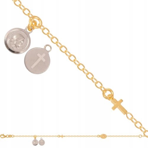 Zlatý náramek 585 s ankrovou vazbou a sakrálními prvky, dárek