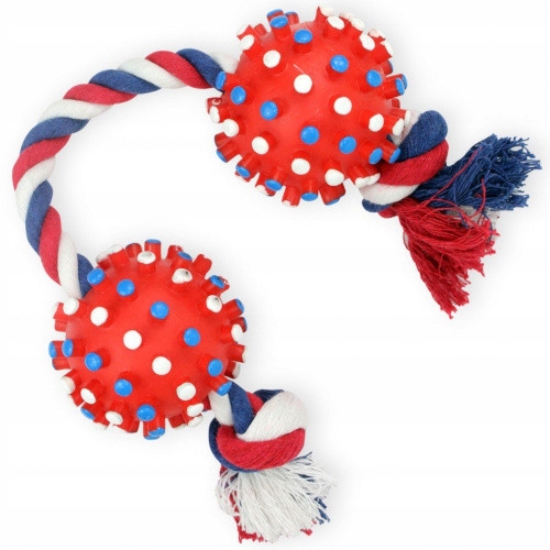 

Pet Nova Dwie piłki jeż na sznurku 50cm czerwone