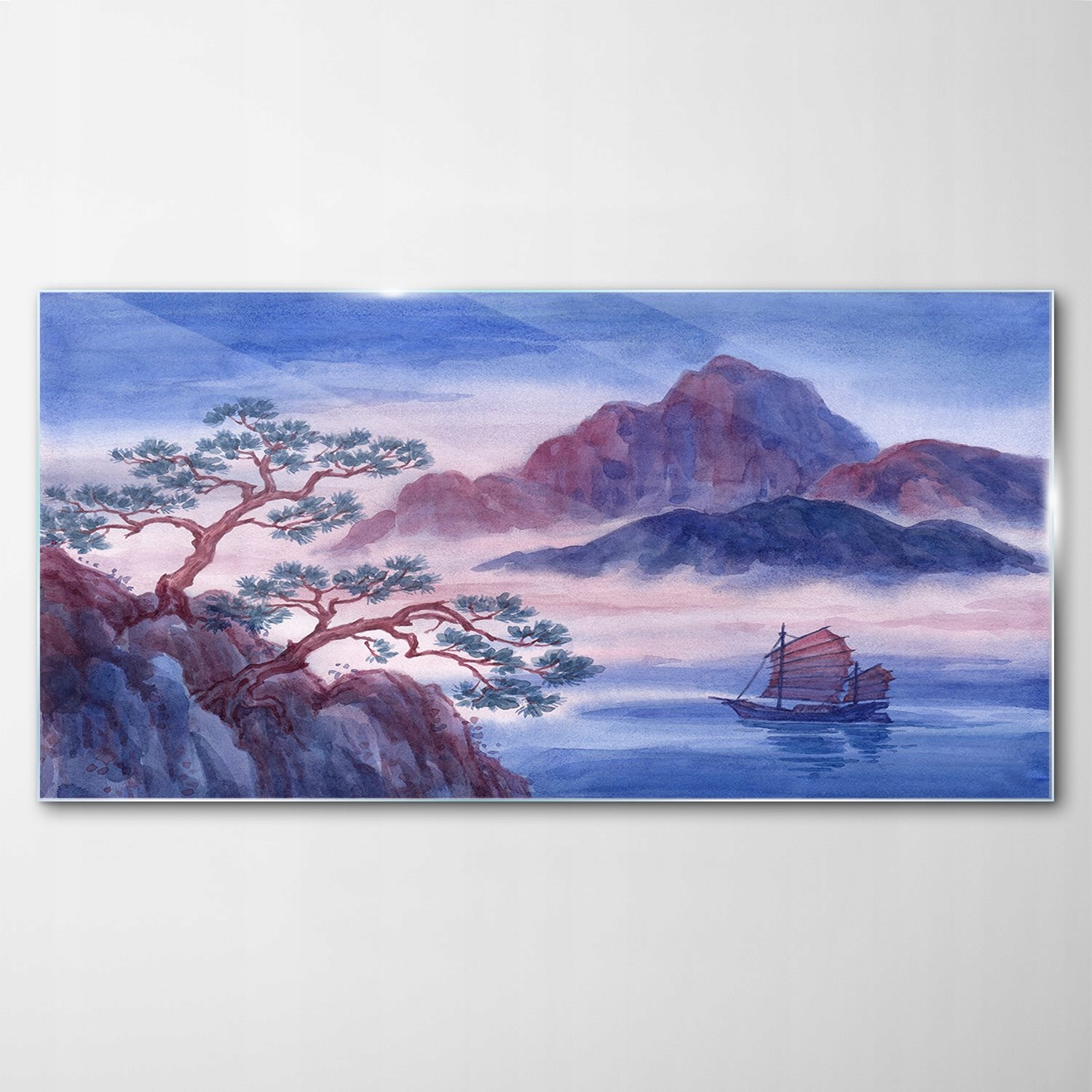 

Hartowany Obraz Szklany Góry Woda Statek 120x60