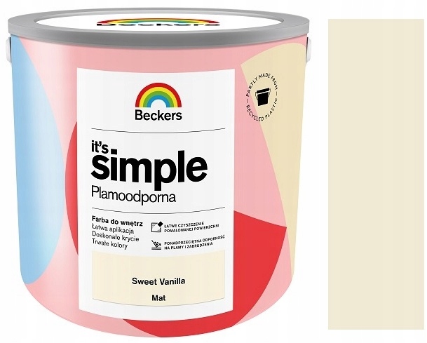 Beckers It`s Simple Plamoodporna Farba Do Ścian Sufitów Sweet Vanilla 2.5L