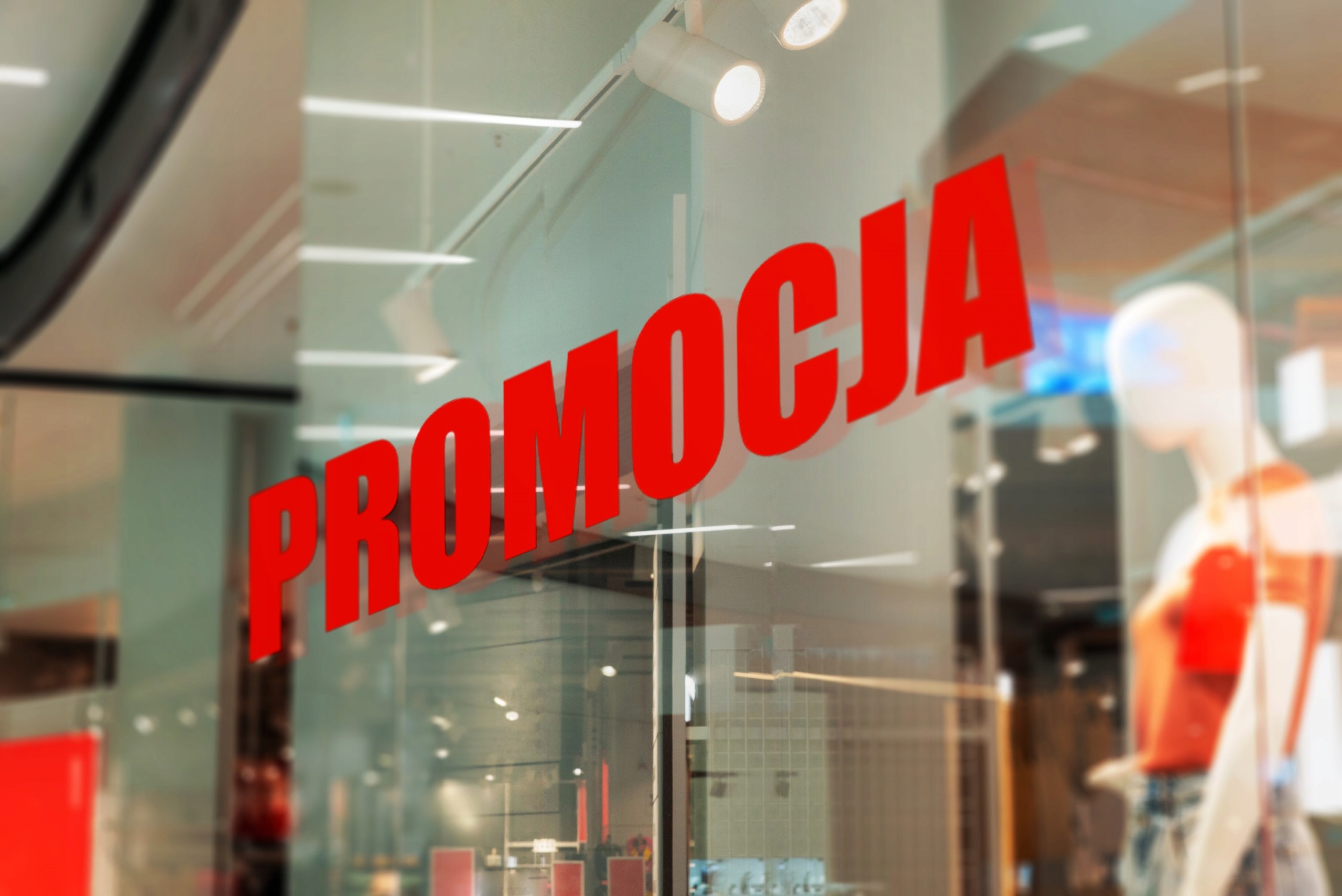 Naklejki "PROMOCJA" na szybę witrynę sklepową 104x19,5 cm 2 sztuki Producent Inna