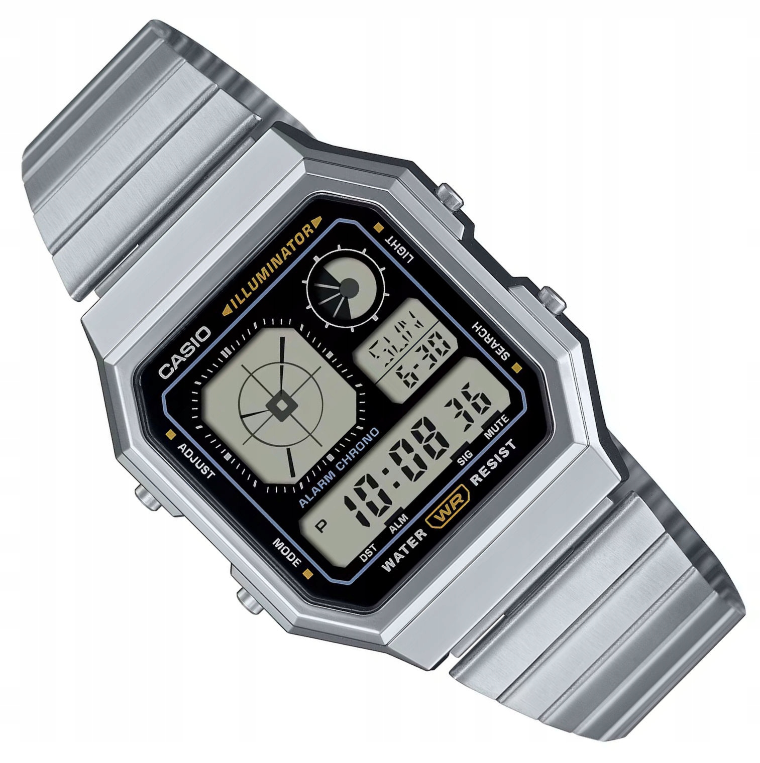 Stříbrné Elektronické Hodinky Casio Retro Vintage Unisex A130WE -1AEF