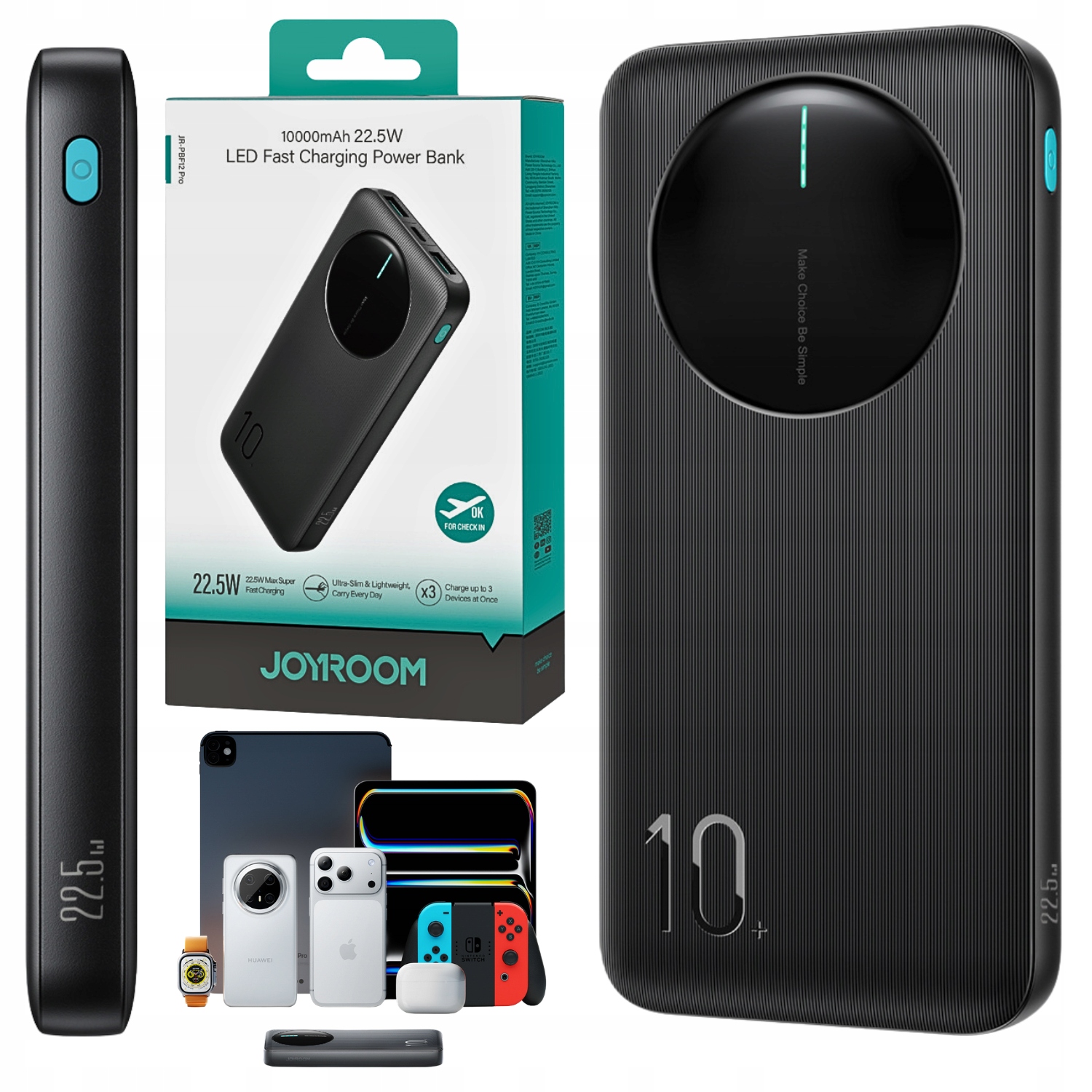 Powerbank Joyroom JR-PBF12 Pro 22,5W 10000mAh z wyświetlaczem cyfrowym 2x U