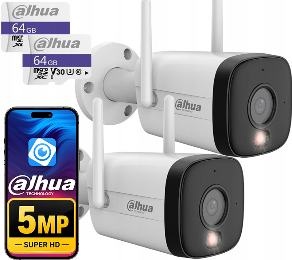 WiFi kamera 5MPx Dahua 2x IPC-HFW1539DTK1-SAW-IL Detekce Mikrofon 64GB