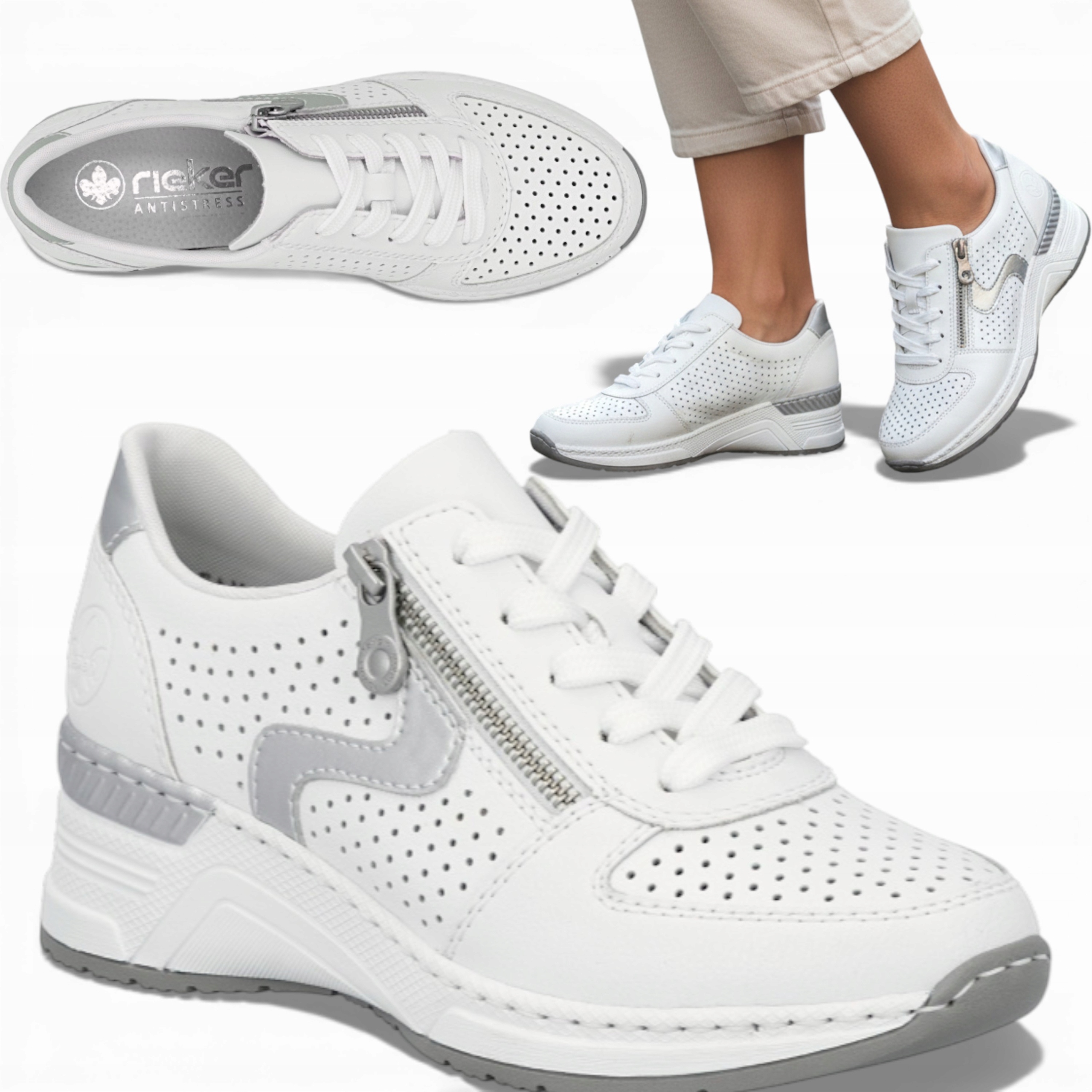 Dámské kožené polobotky 41 Rieker na klínku, pohodlné, jarní