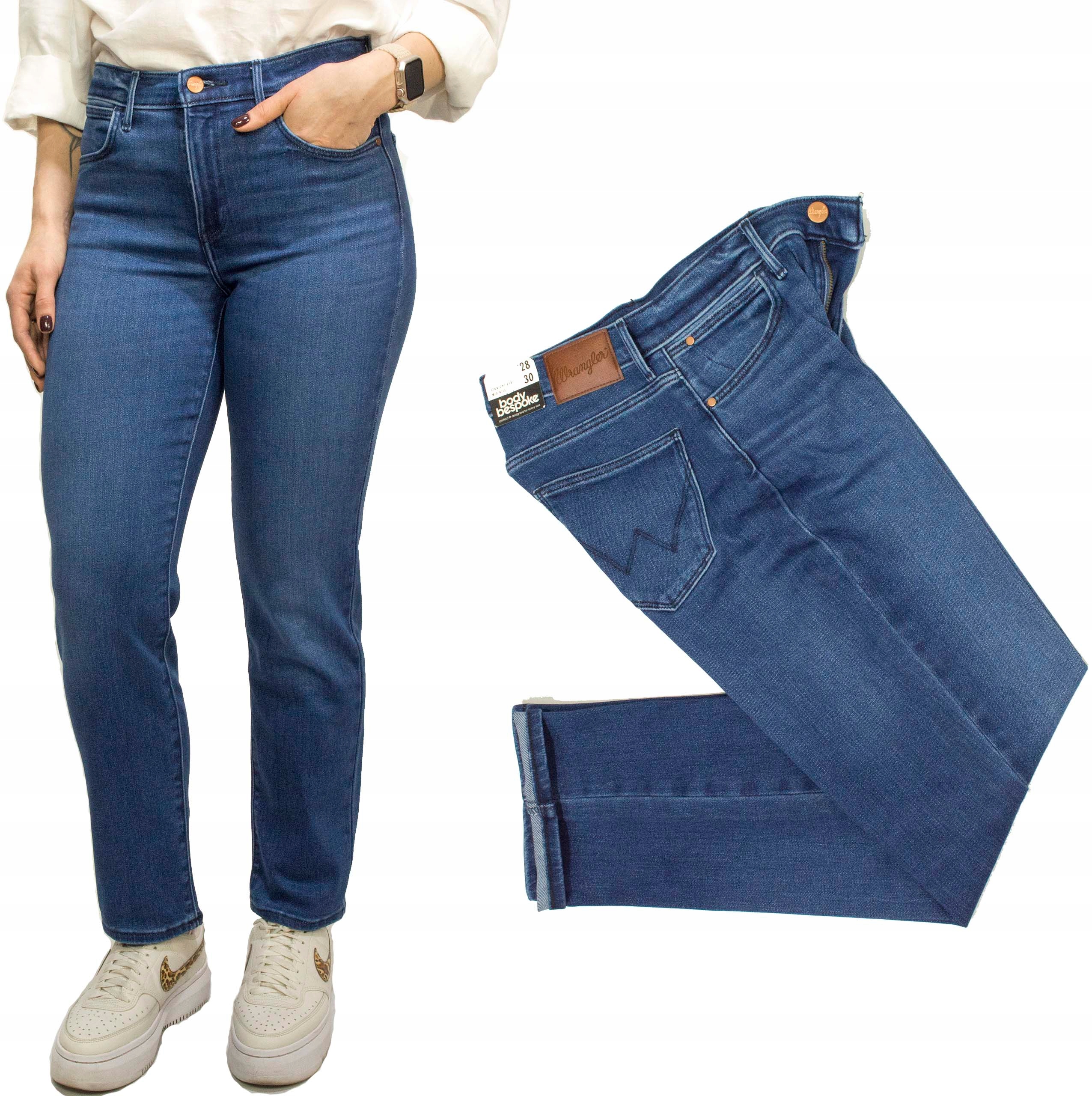 Wrangler Straight Agate Blue dámské džíny jednoduché W28 L32