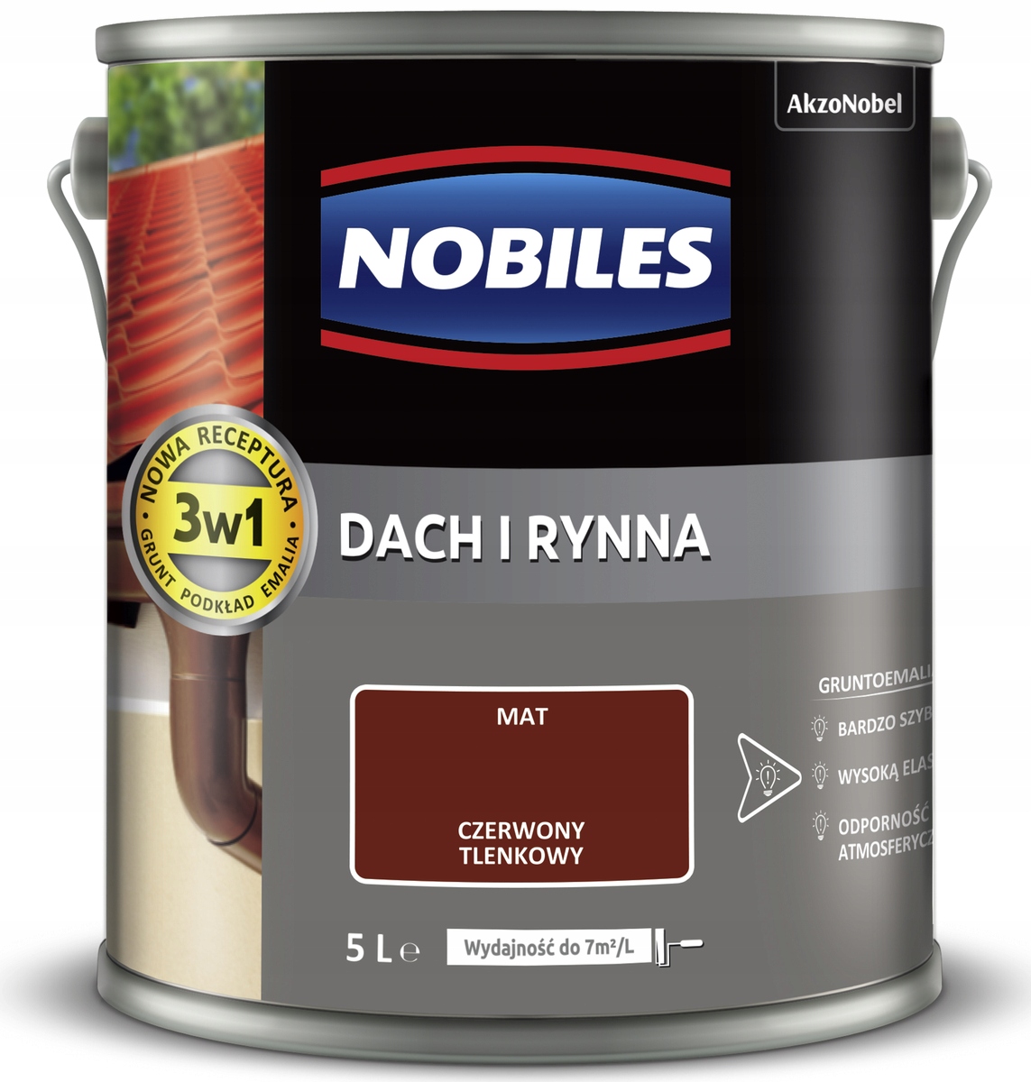 Nobiles Farba na maľovanie striech Strecha a žľab 5L Červená Oxidová