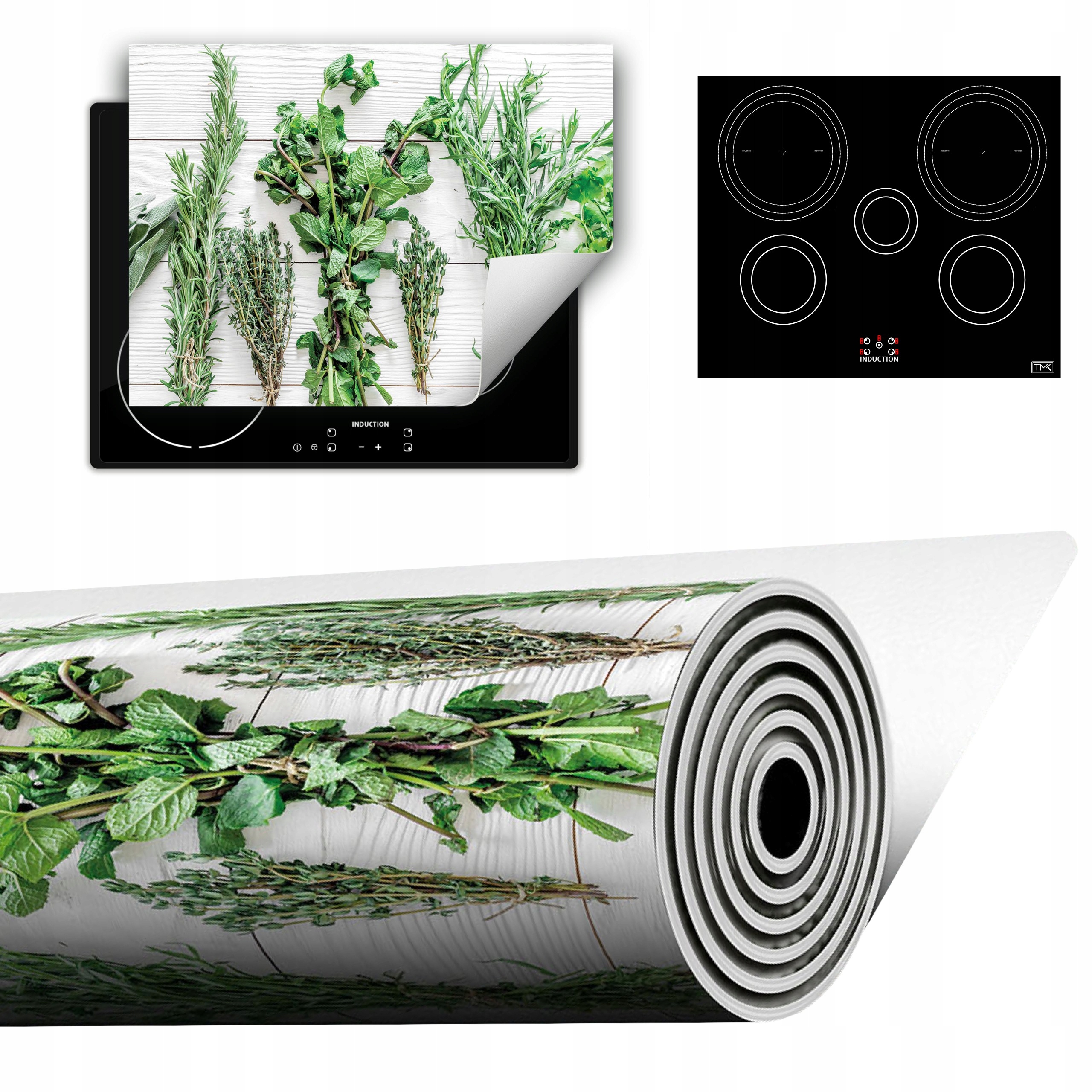 Vinylová Podložka Do Kuchyně Více Místa 70x52 Bylinky dřevo