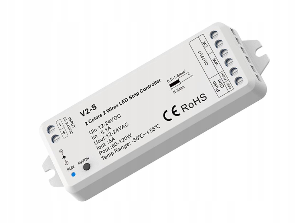 SkyDance V2-S Led ovladač 2.4 GHz Cct Tunable White (ww+cw, 2-žilový)