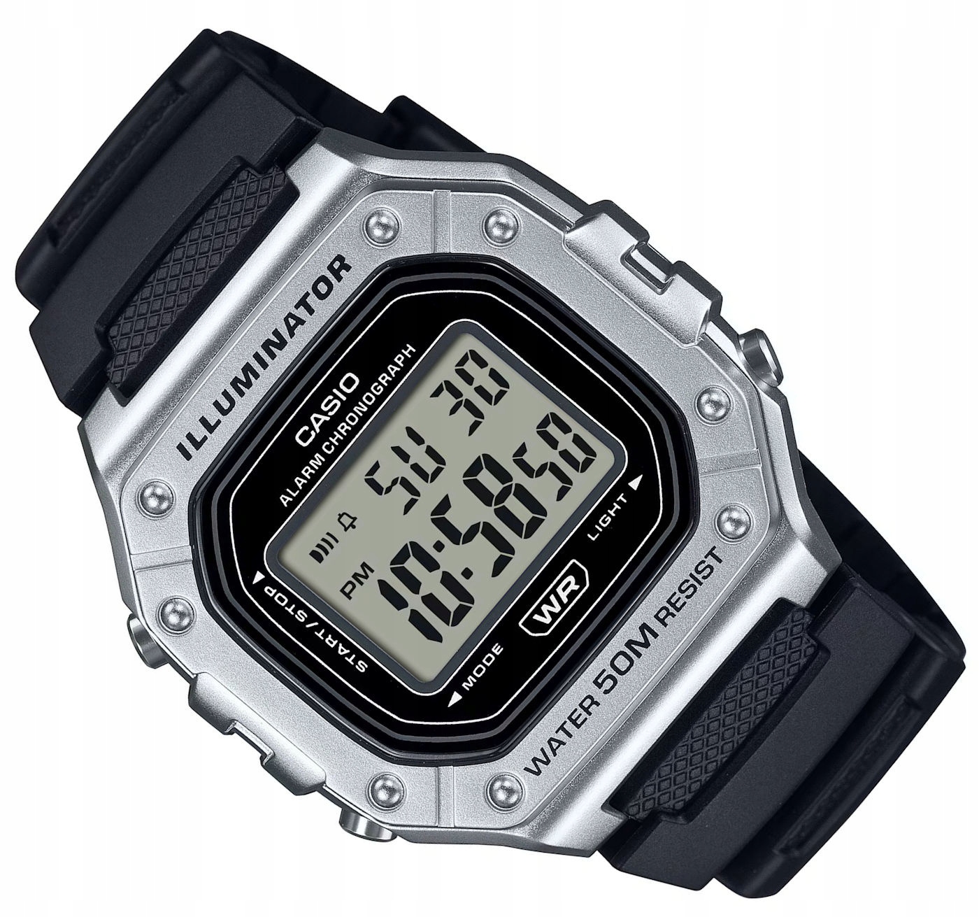 Stříbrné Mládežnické Sportovní Vodotěsné Hodinky Casio W-218HM -7AVEF