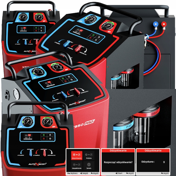 Servisní stanice klimatizace AutoXscan X950PRO Nový Pás Ohřevu, Nové Čerpadlo