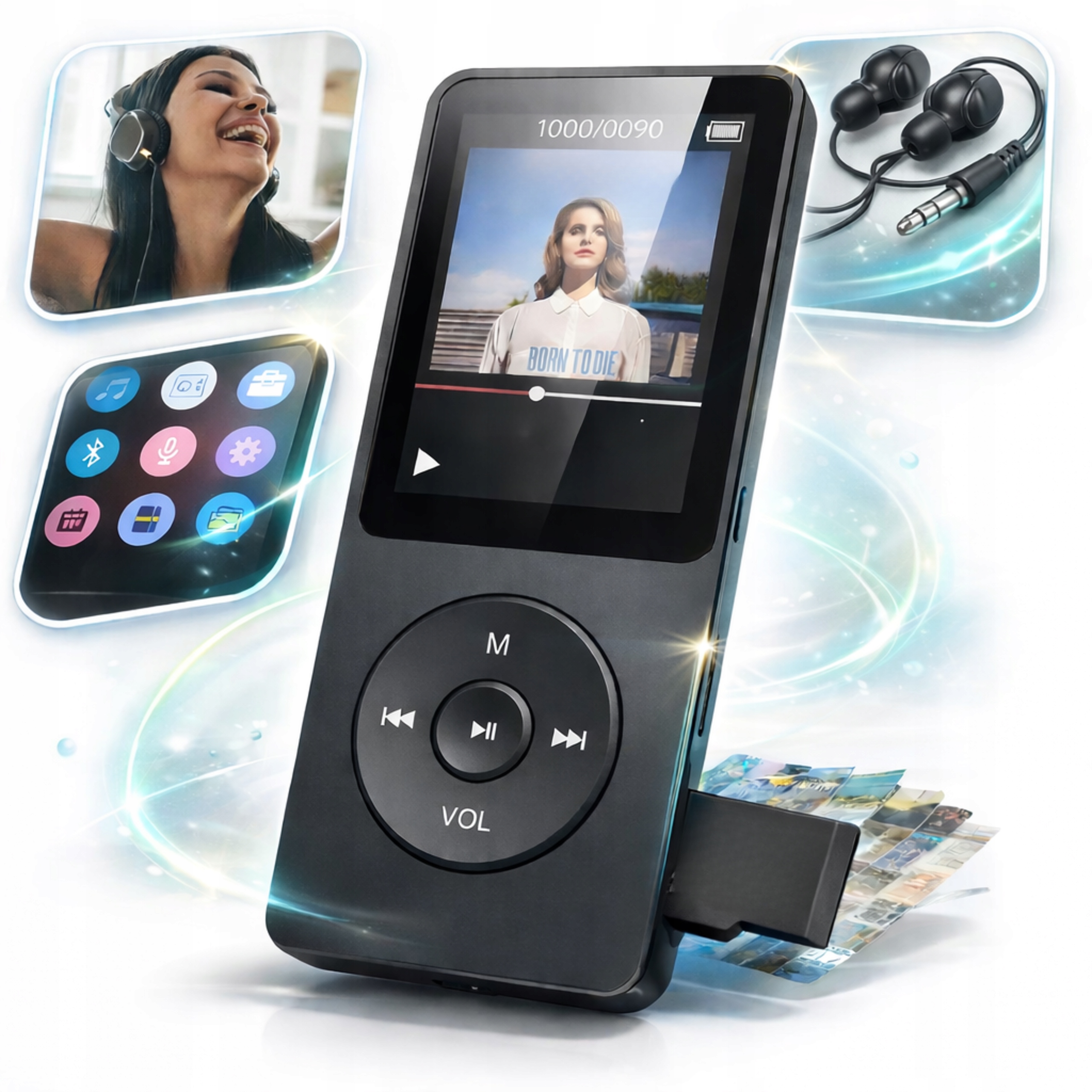 Odtwarzacz MP3 32 Gb Bluetooth 5.0 Fm 1.8" Dla Dzieci Do Biegania Czarny