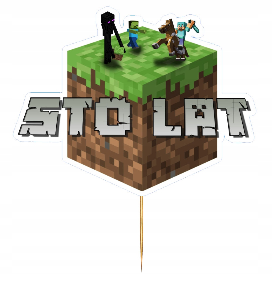 

Topper Sto Lat Minecraft Dekoracja na tort 15cm
