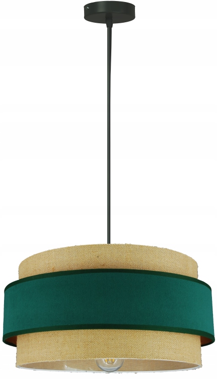 Moderní závěsná lampa Boho Duo Juta s Velurem Lahvově zeleným