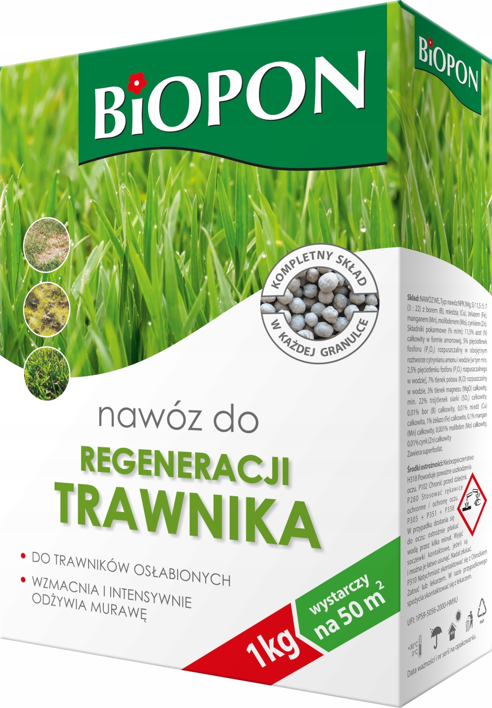 BIOPON NAWÓZ DO REGENERACJI TRAWNIKA WIELOSKŁADNIKOWY GRANULOWANY 1KG