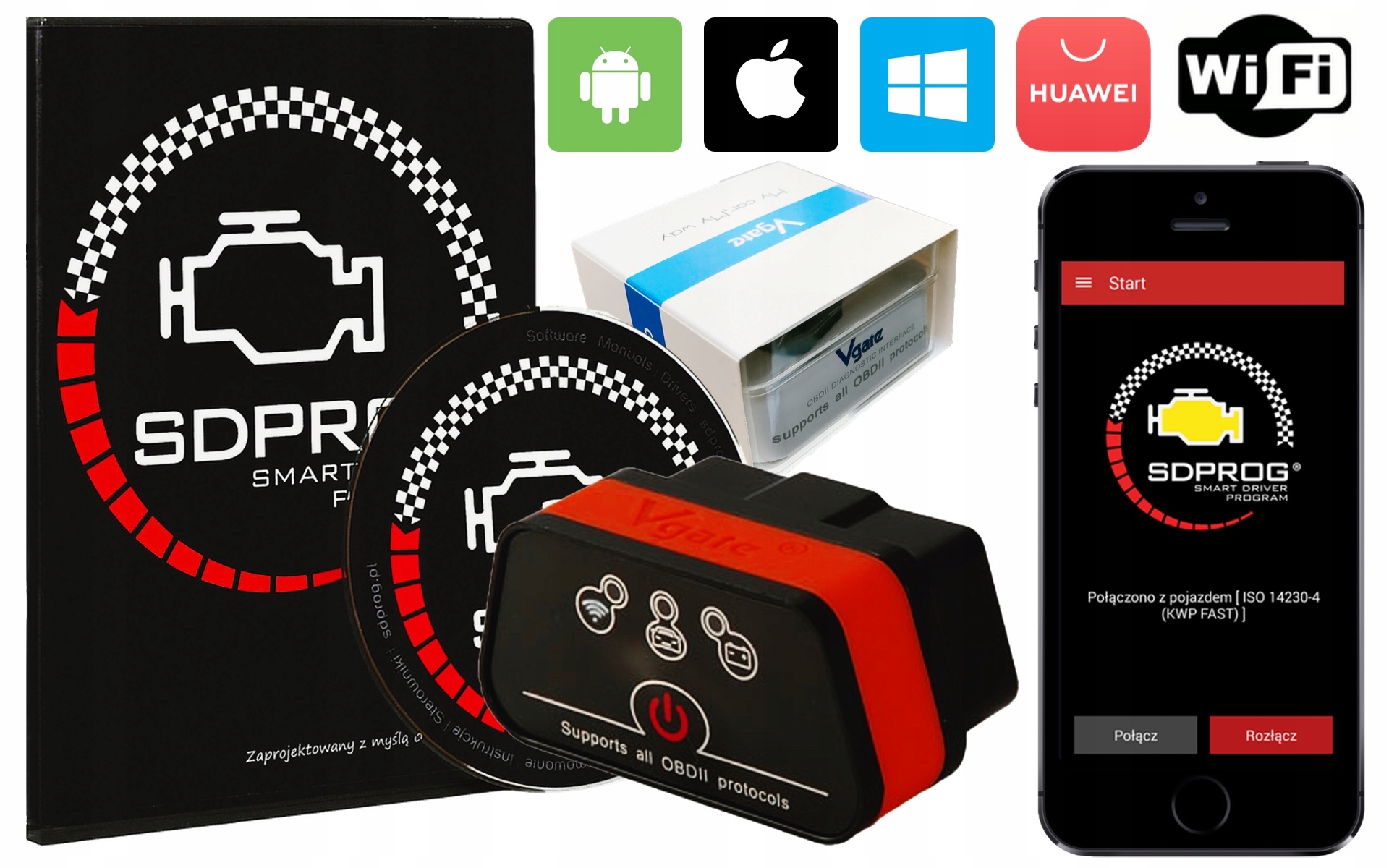 Rozhraní iCAR2 Wifi OBD2 ELM327 Program Sdprog