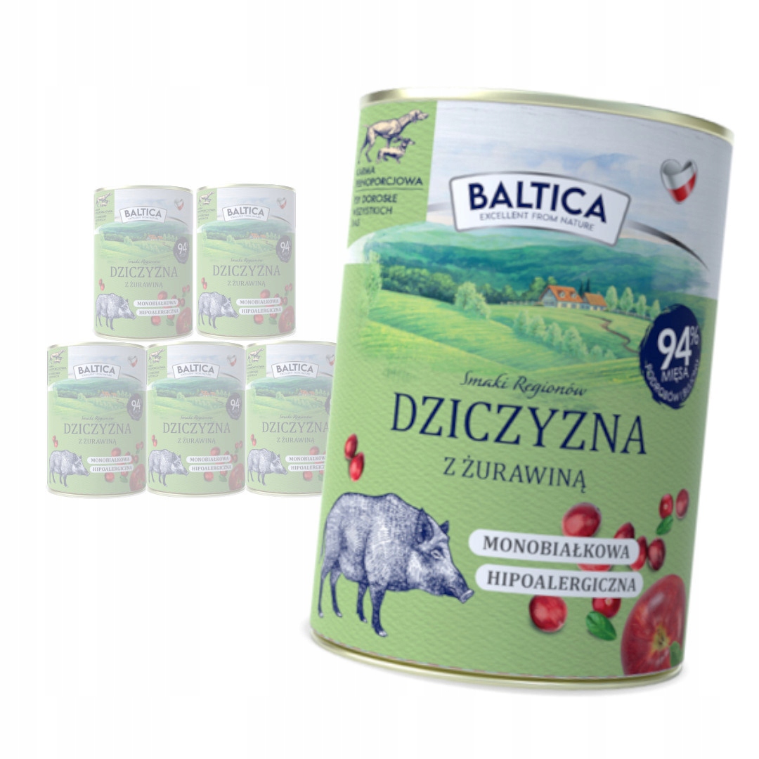 Levně Baltica Zvěřina s brusinkami 6x400g Hypoalergenní Vlhké Krmivo pro psy