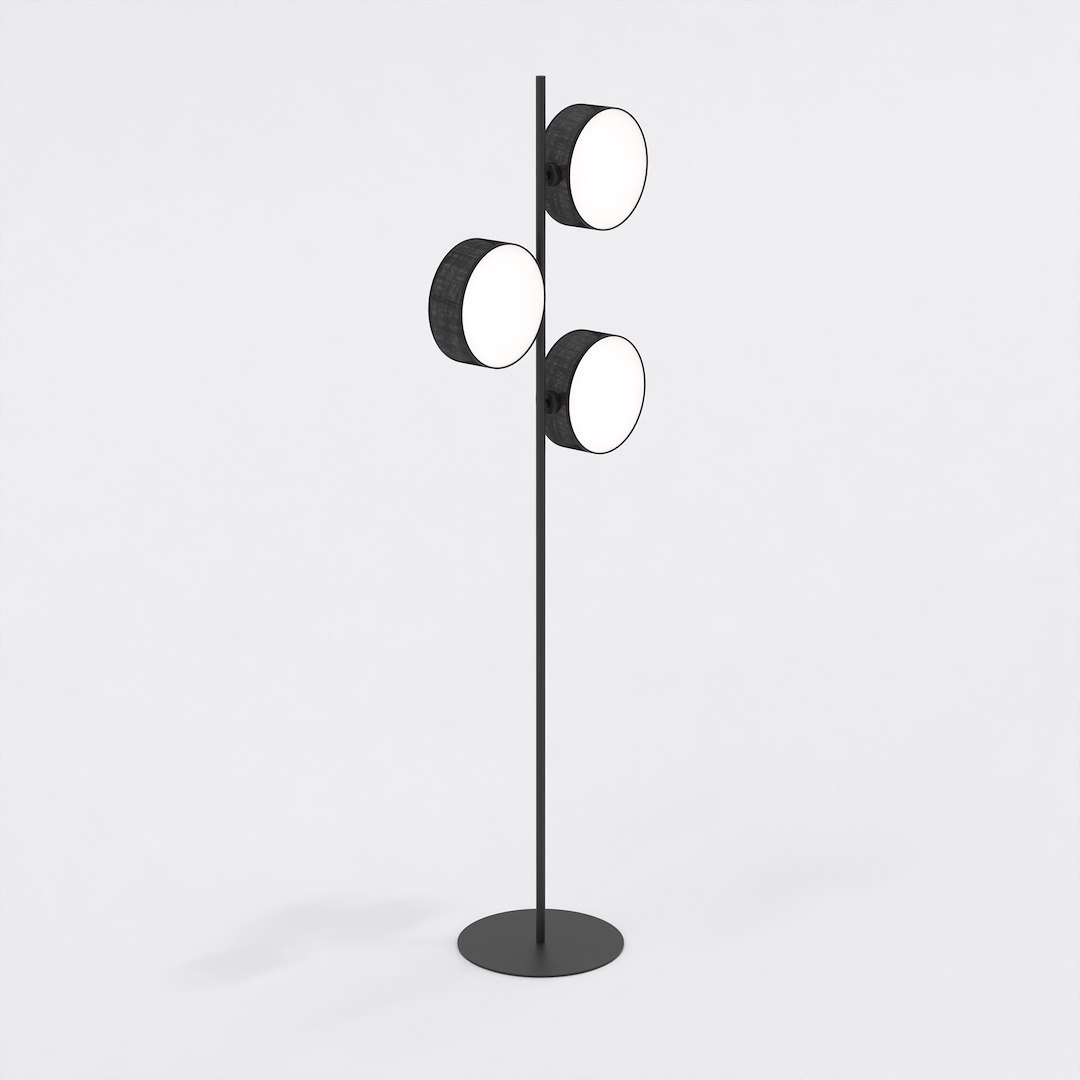 Podlahová lampa Drumz LP3 v čiernej farbe Minimalistický dizajn