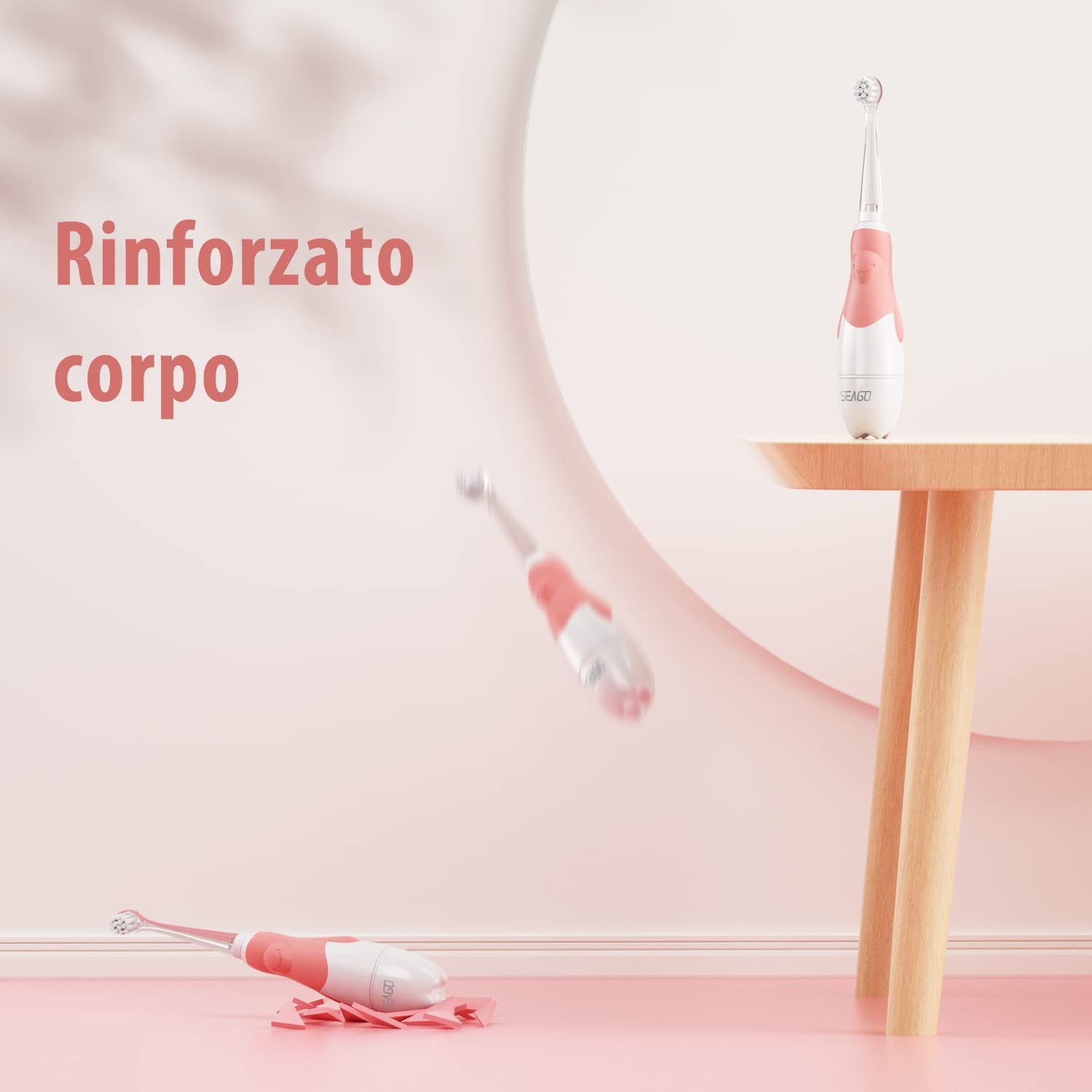 SEAGO Elektryczna Szczoteczka Soniczna Dla Dzieci 0-3 Lat LED IPX7 Różowa — miniatura 8