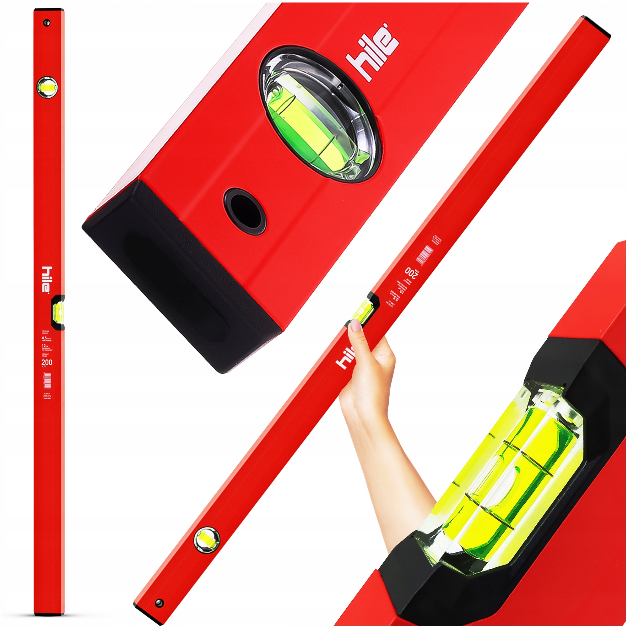 Poziomica S40 200 cm czerwona 3HI0101200 precyzyjna aluminiowa budowlana