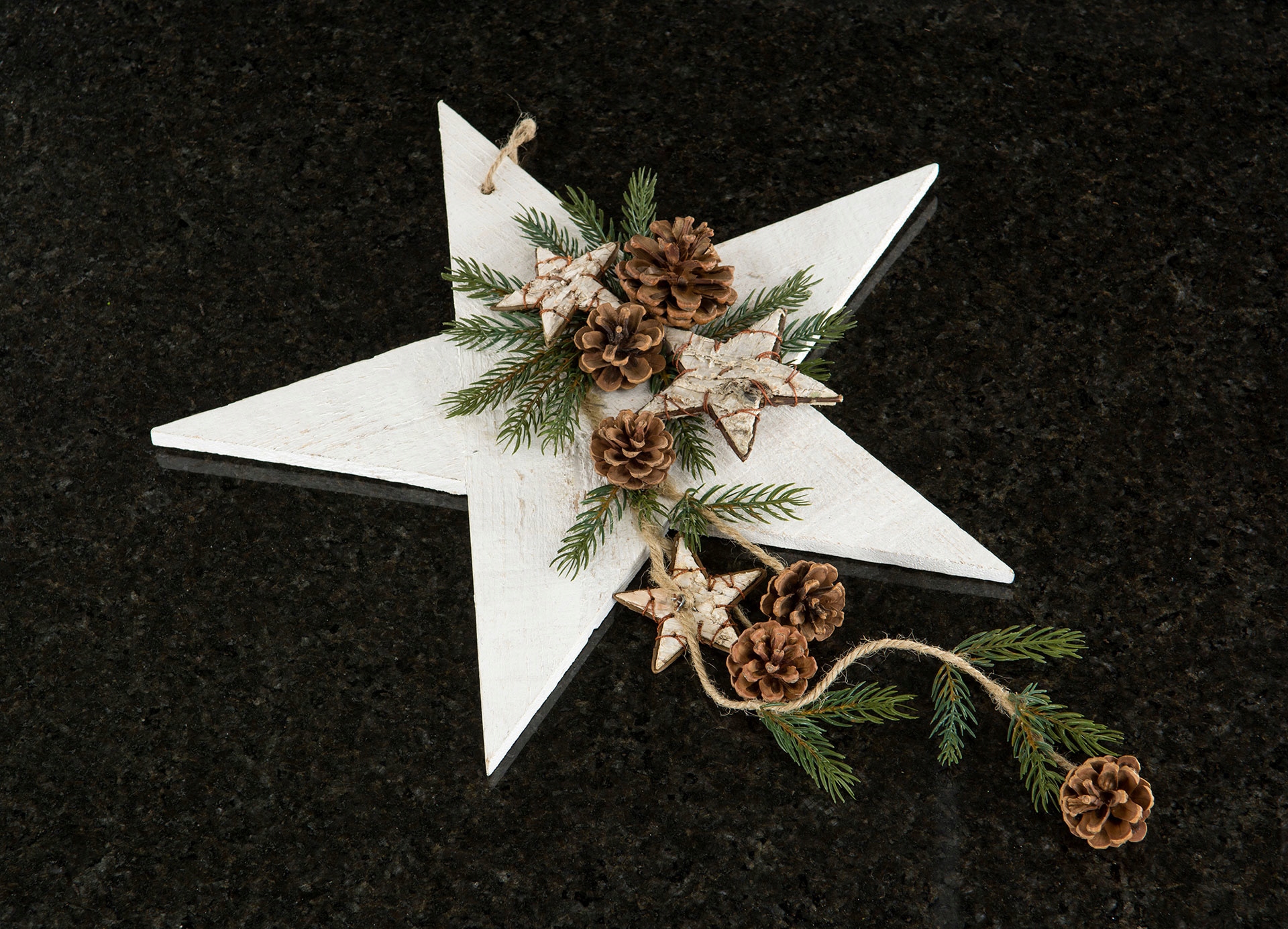 3 szt. OZDOBA GWIAZDA do stroików drewniana Marka Skandi.pl