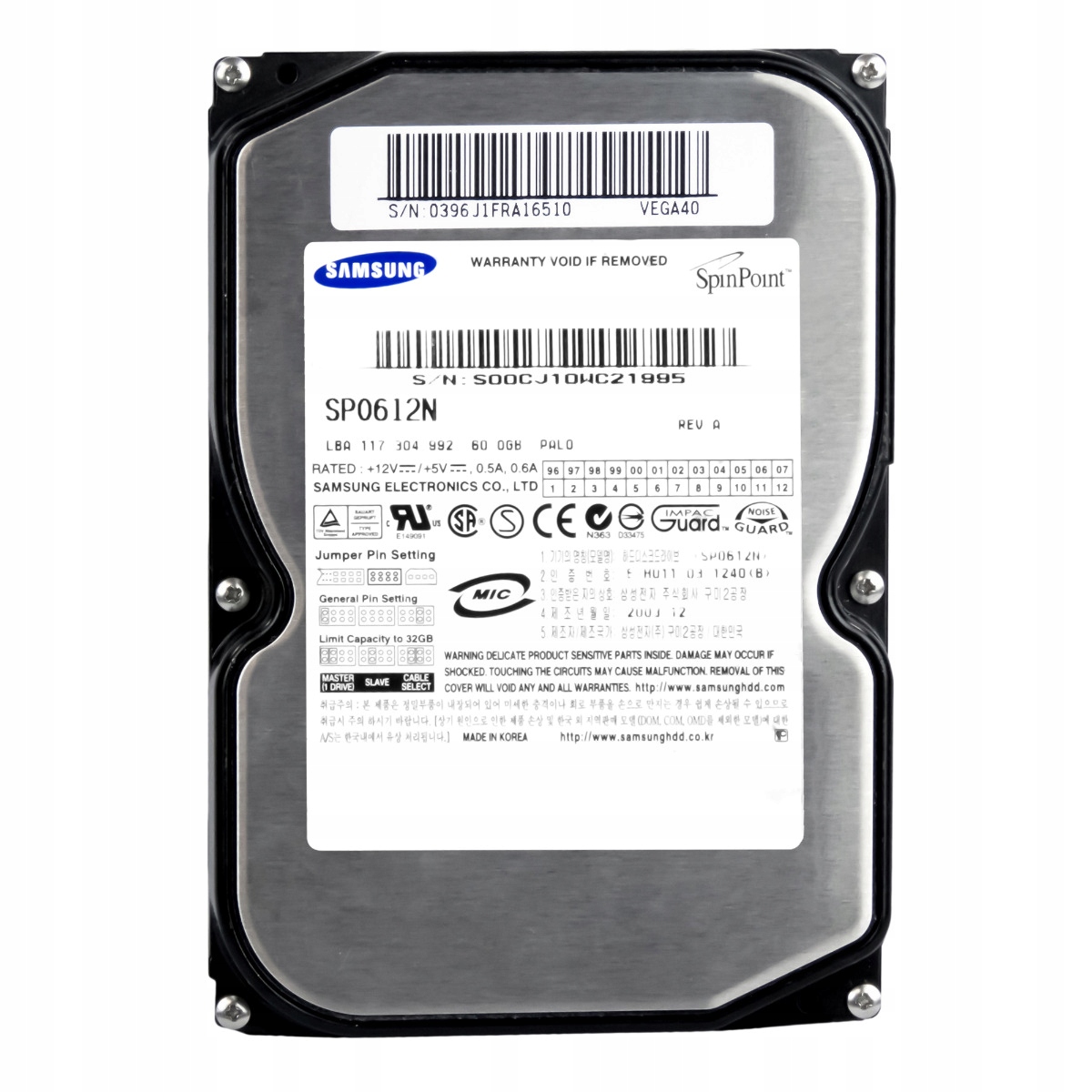 Samsung SpinPoint P80 60GB 7.2K 2MB Ata 3.5'' SP0612N