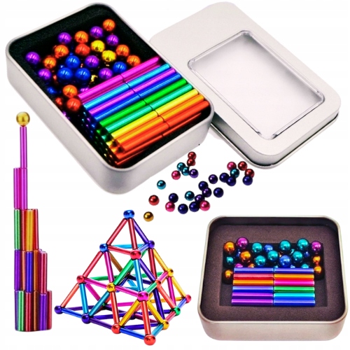KULKI MAGNETYCZNE KLOCKI NEOCUBE TĘCZONE ZESTAW 152szt ROZWIŃ KREATYWNOŚĆ