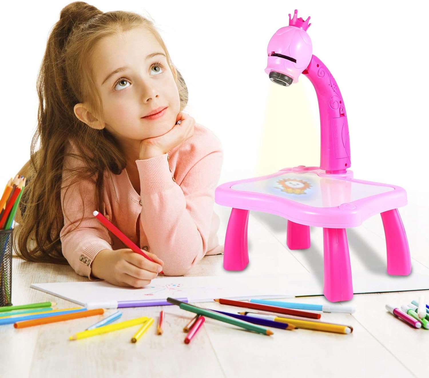 PROJEKTOR MAGICZNY STOLIK DO MALOWANIA Z TABLICĄ PROJEKTOREM RZUTNIK SLAJDY Szerokość produktu 26 cm