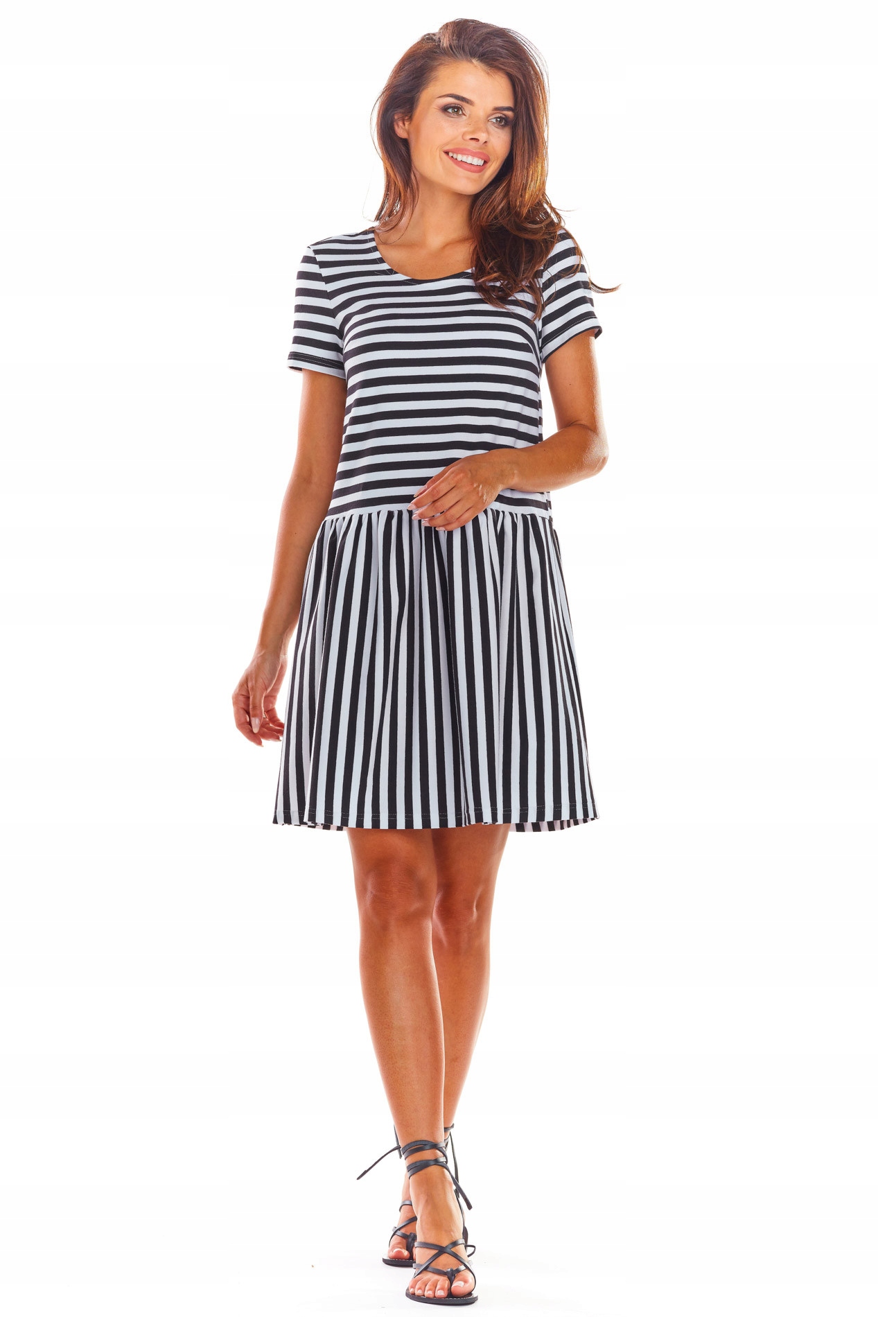 

Letnia Sukienka Casual Rozkloszowana Falbana S/m