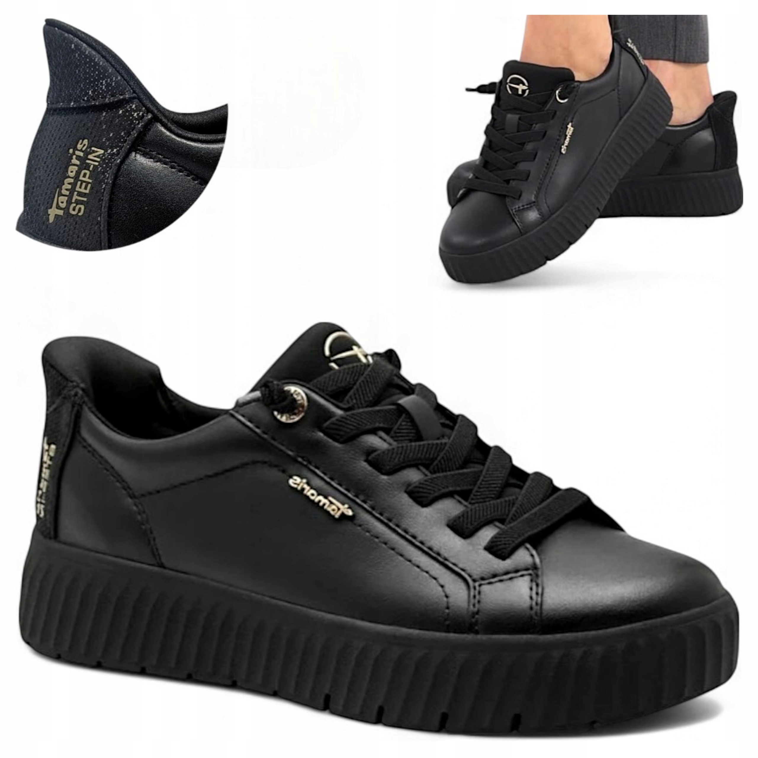 Dámské kožené tenisky 38 Tamaris Polobotky Široké Jarní Šněrovací