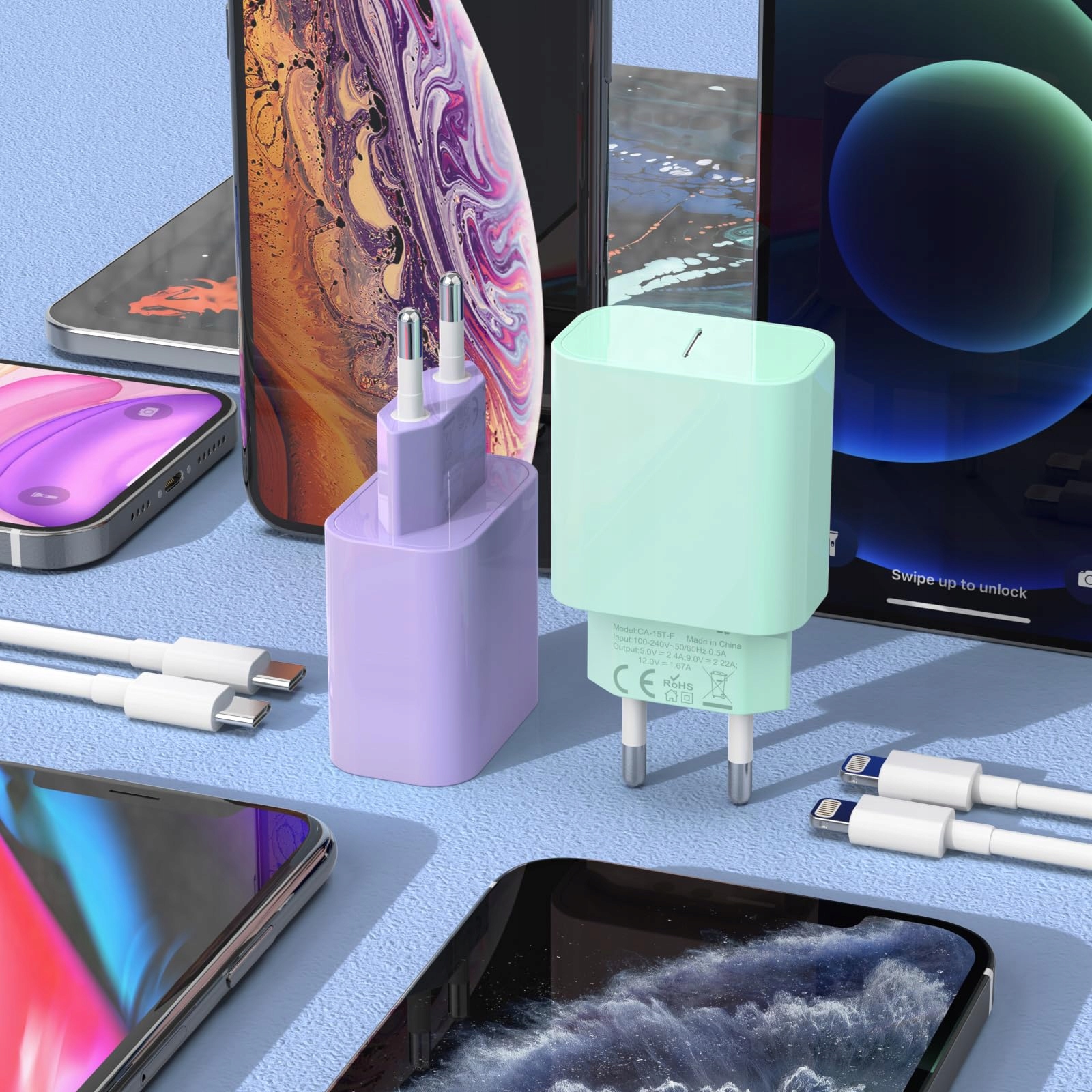 ZNBTCY Zestaw 4 Szybkich Ładowarek USB C 25W z Kabla iPhone 2M — miniatura 7