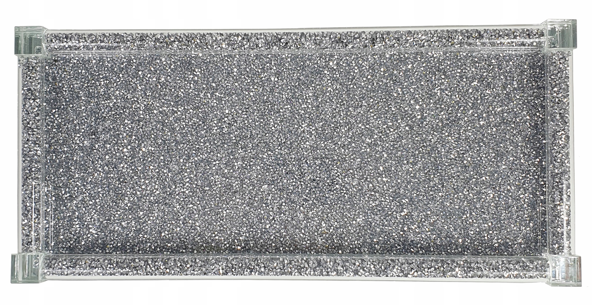 TACA SZKLANA PROSTOKĄTNA SREBRNA GLAMOUR KRYSZTAŁY HB66332-SFJ Marka Madex