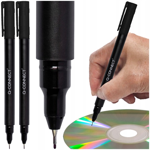 Marker Do Płyt CD/DVD Foliopis 0.4mm Q-connect Cienkopis Czarny 2 szt.