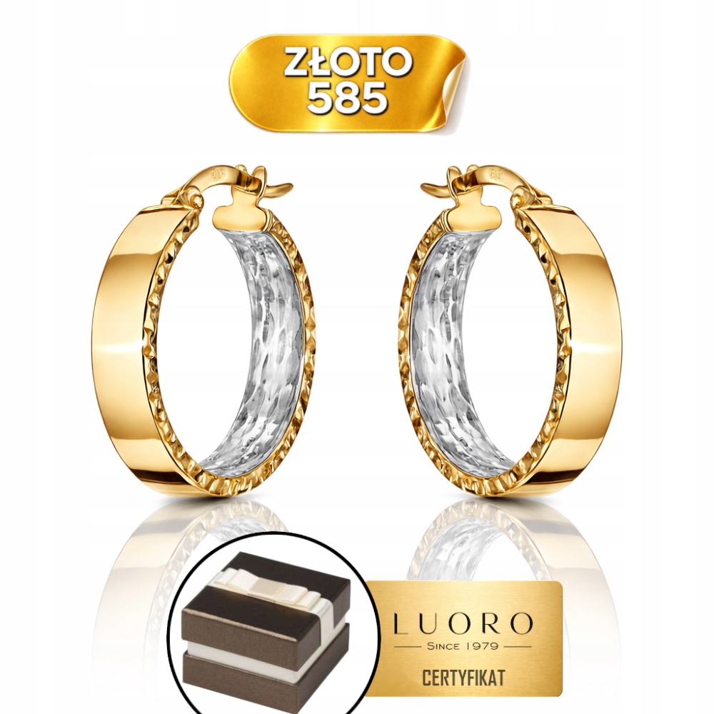 Náušnice Zlaté 585 14k Vnitřní Diamantové Dvě Barvy Zlatý Dárek