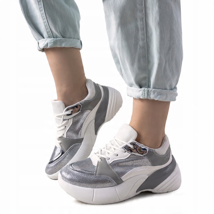 

Białe Srebrny Skóra ekologiczna Buty r.38