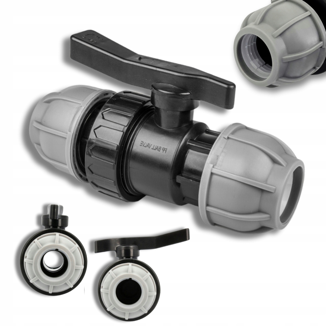ZAWÓR KULOWY SKRĘCANY PE 20mm Do Rury Węża Linii kroplującej Ogrodowy