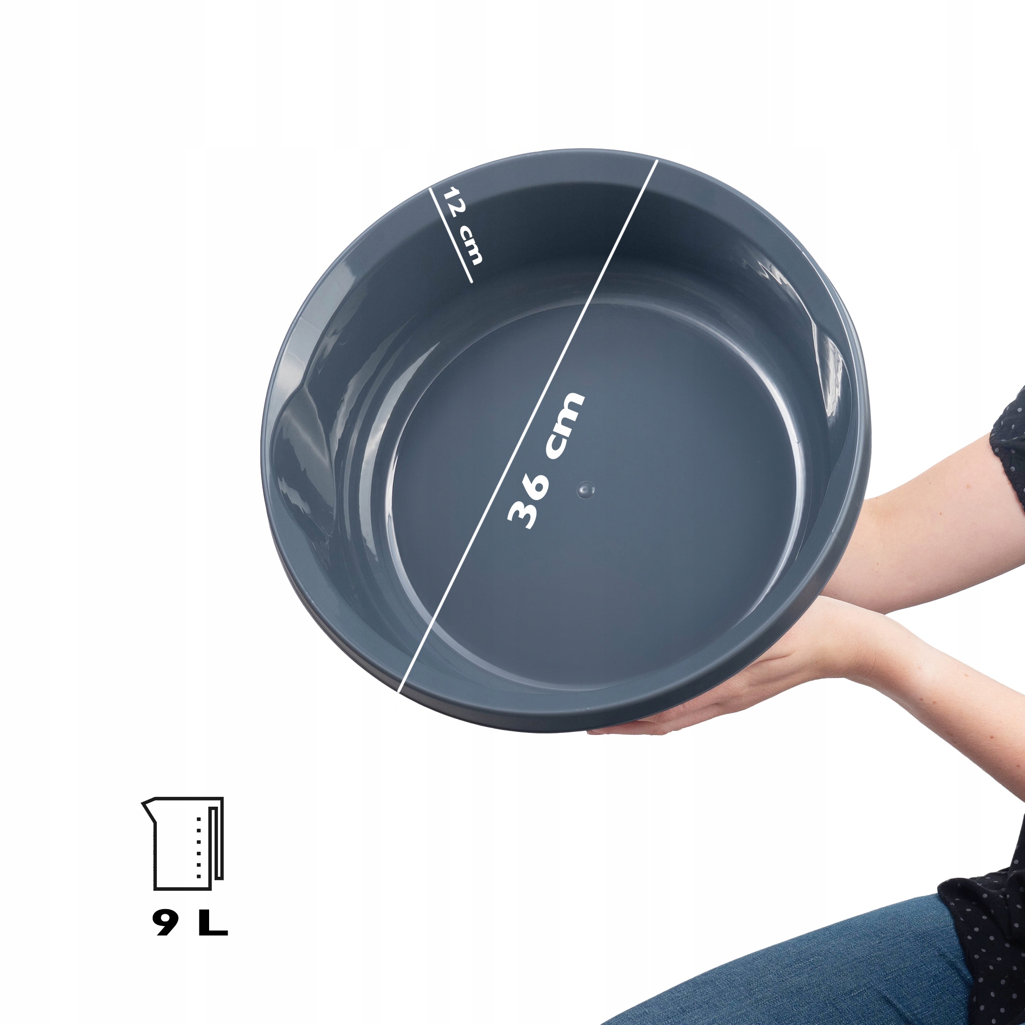 MISKA PLASTIKOWA 9L NA PRANIE CIEMNOSZARA Kod producenta K9438