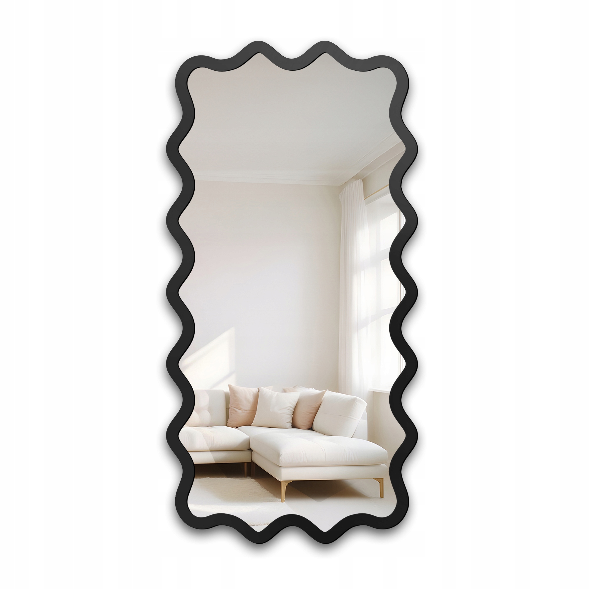 Nástěnné Zrcadlo Aquarelle Marella ve vlnitém černém rámu 60x120