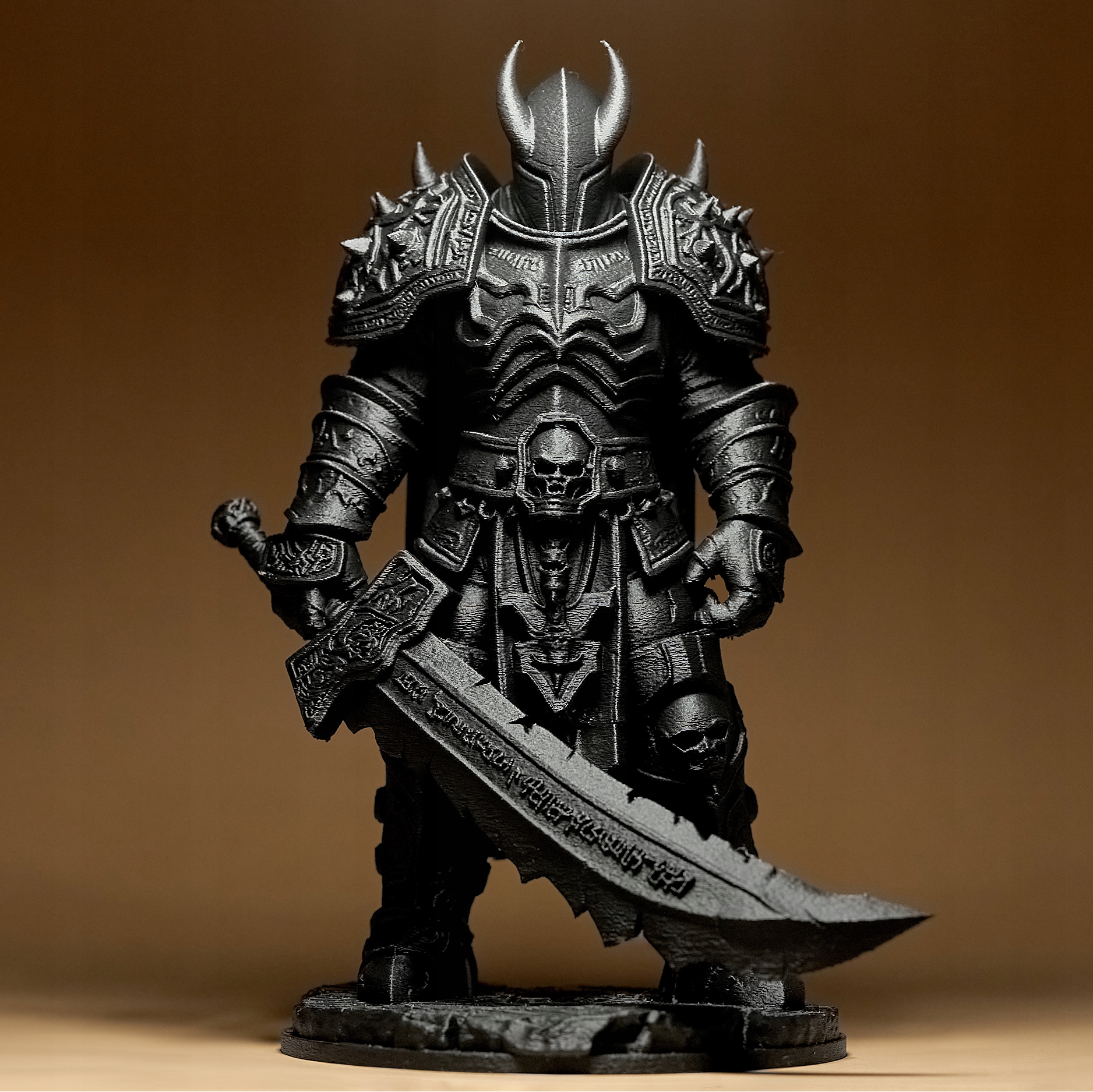 Temný rytíř bojovník lovec Figurka Soška Dekorace 3D tisk 20 cm