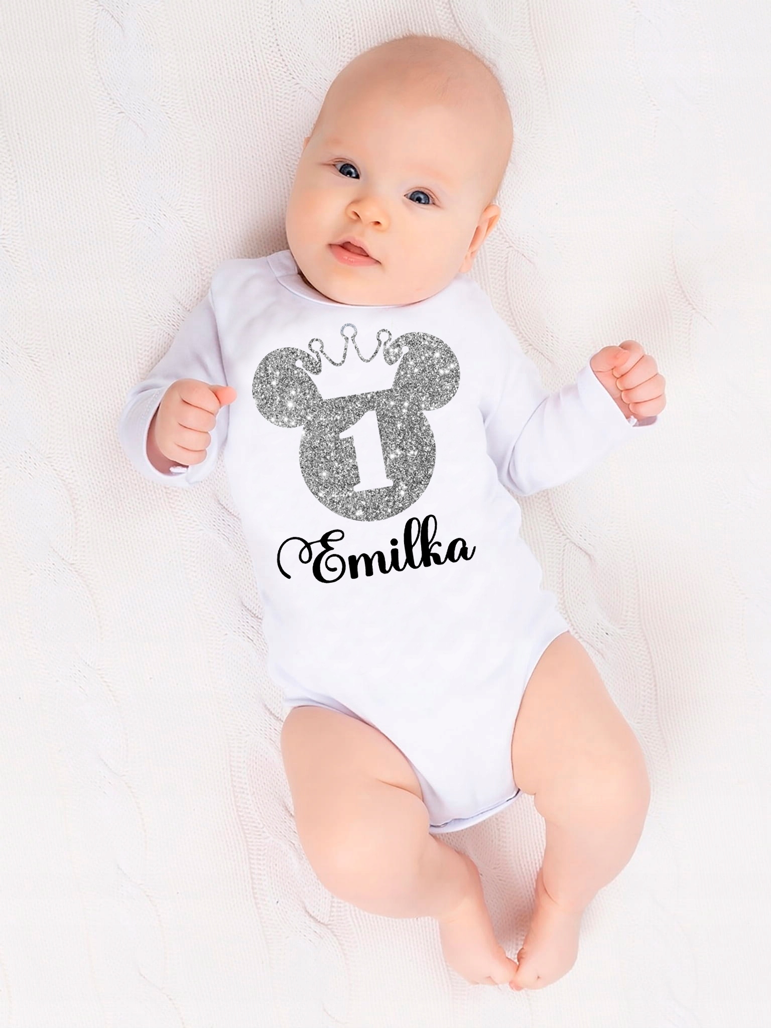 Body dł rękaw 1 URODZINY MYSZKA BROKAT IMIĘ r.86 Marka Axima