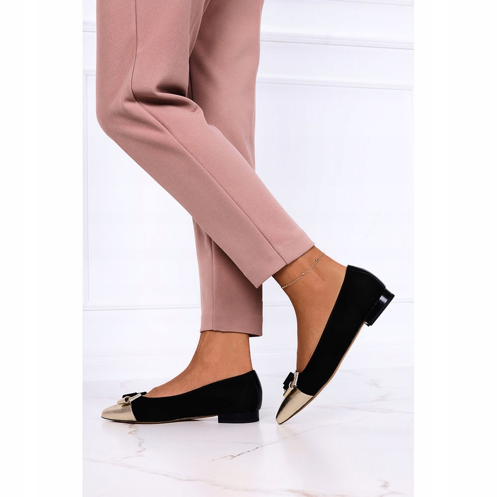 BALERINY BUTY SKÓRZANE ZAMSZOWE Z KOKARDĄ PL r 38 Wysokość obcasa/platformy 2 cm