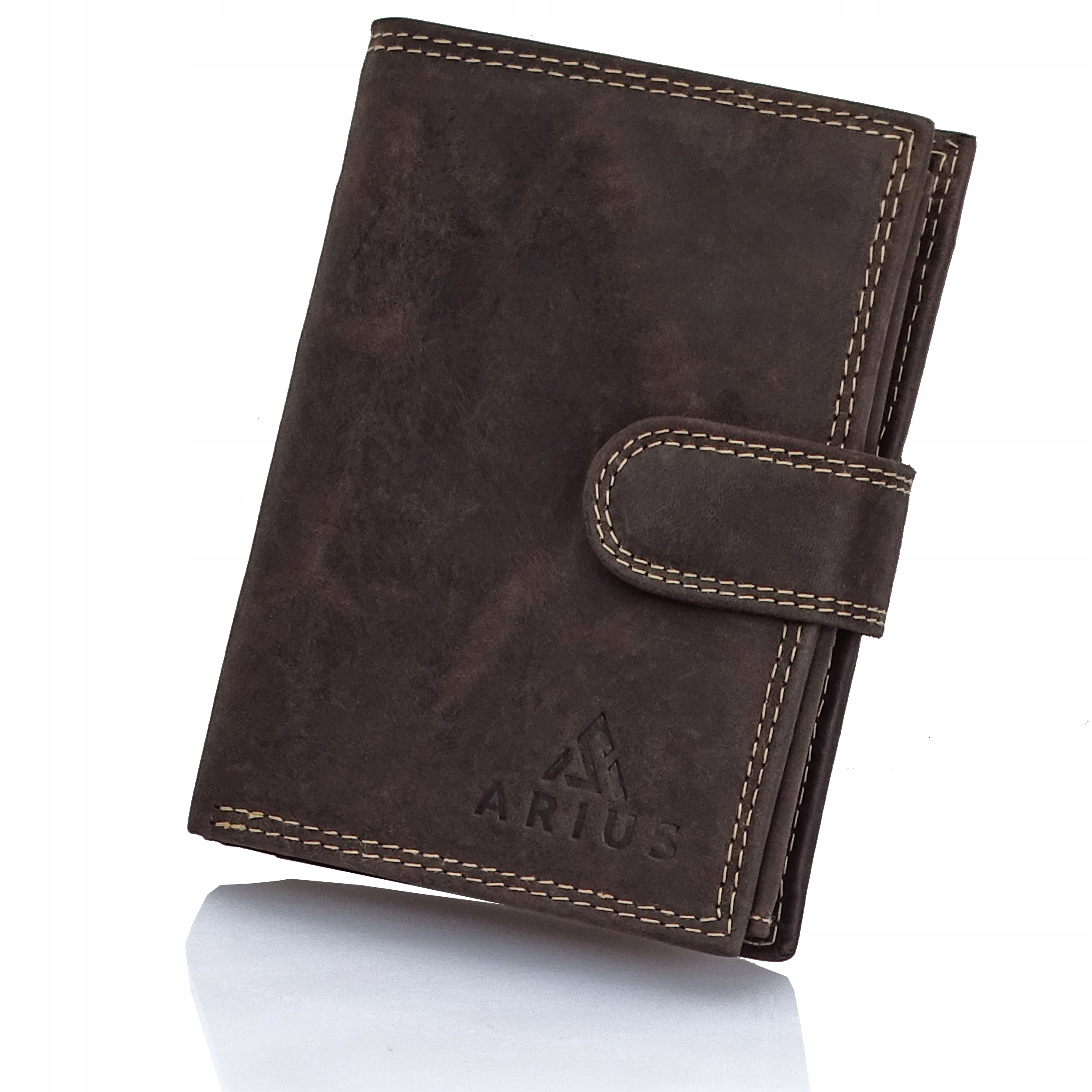 Pánská peněženka Rfid hnědá přírodní kůže velká jako důkaz krabička s patentkou