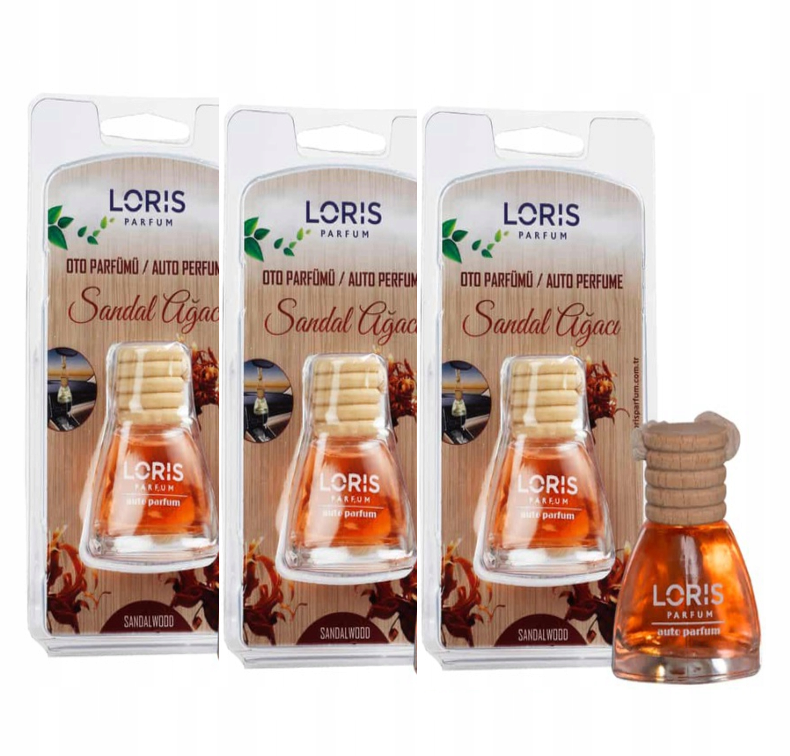 3X Loris Drzewo Sandałowe Zawieszka Zapach do samochodu auta