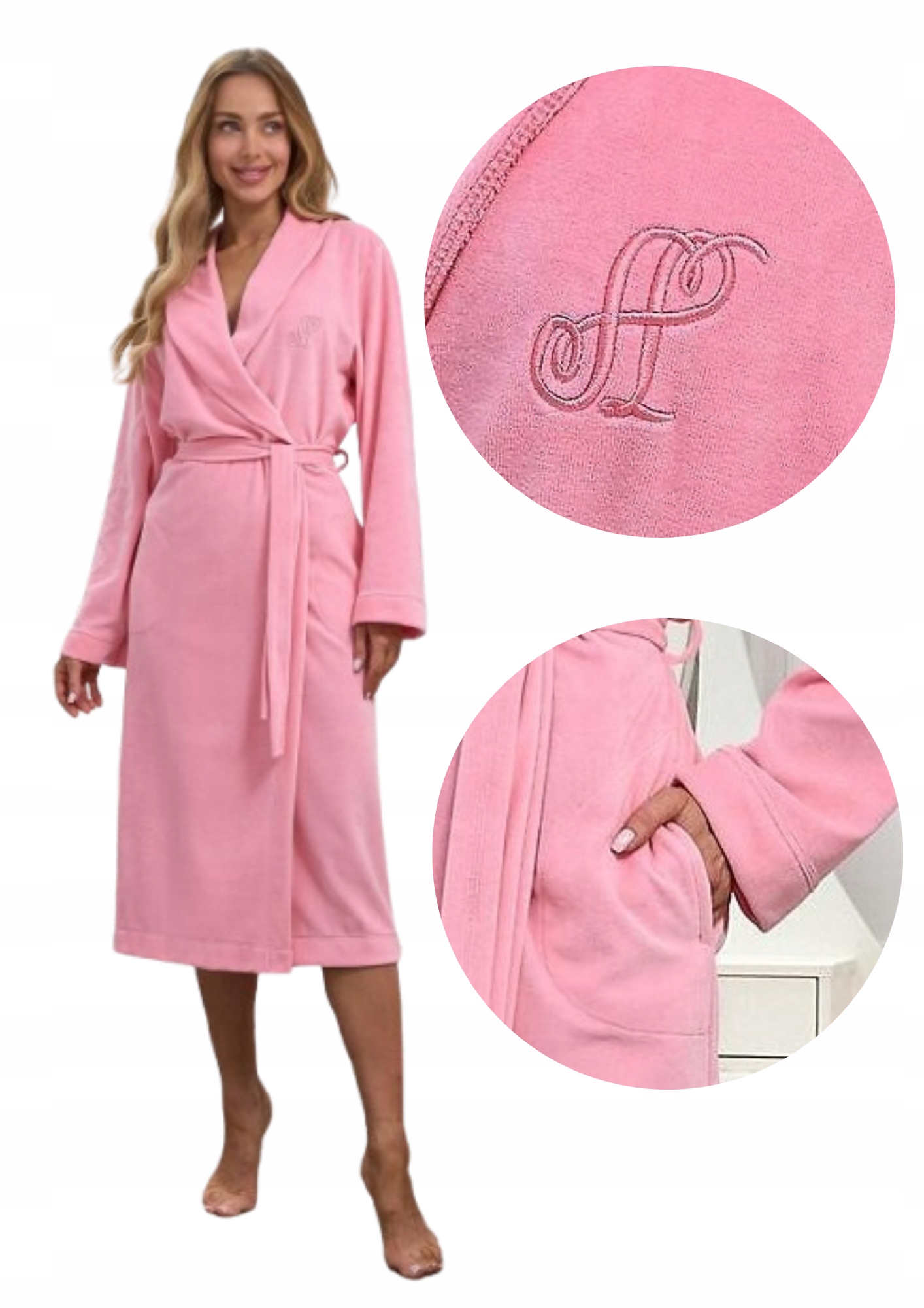 Dámský župan župan 2620 dlouhý teplý bavlna meruňka XXL