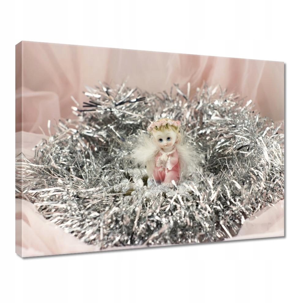 

Obrazy 40x30 Aniołek w srebrnym sianku