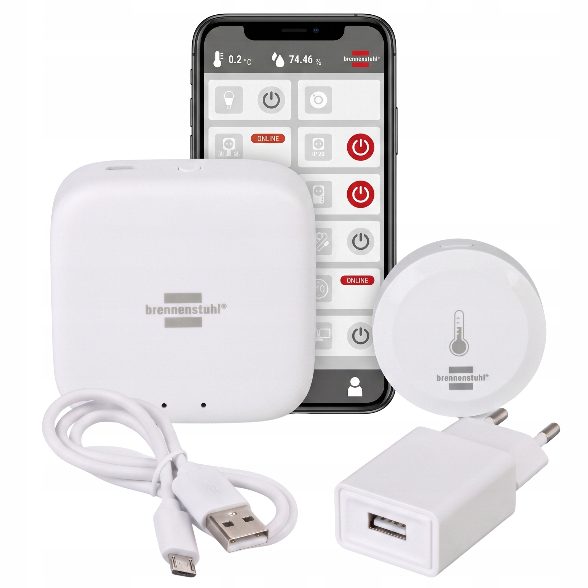 Sada Smart Home Brennenstuhl Zigbee Gateway Gwy Cz 01 senzor Tfs Cz 01