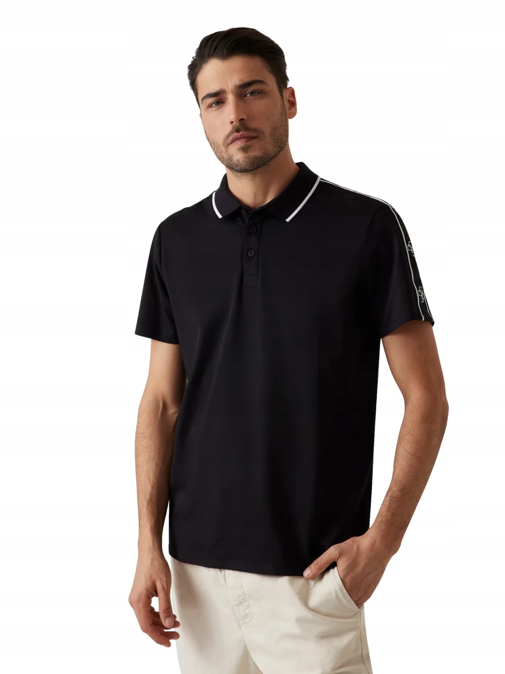 Pánská Polokošile Guess Bavlněná Logovaná Černá Krátký Rukáv Polovka L