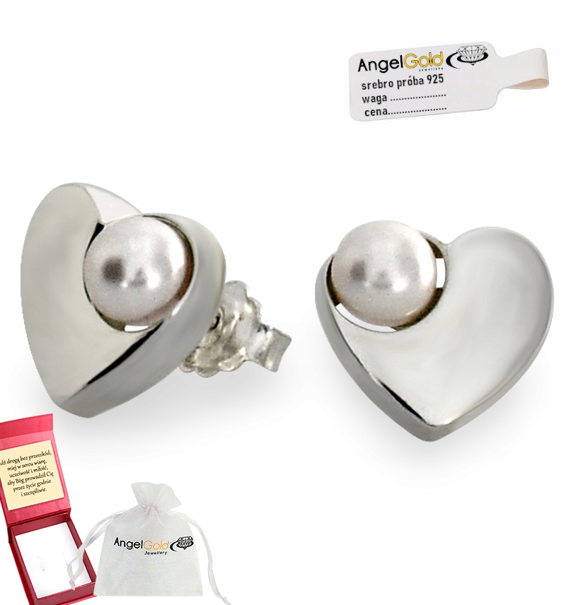 Stříbrné Náušnice Srdíčka S Perlami Na Tyčinku 925