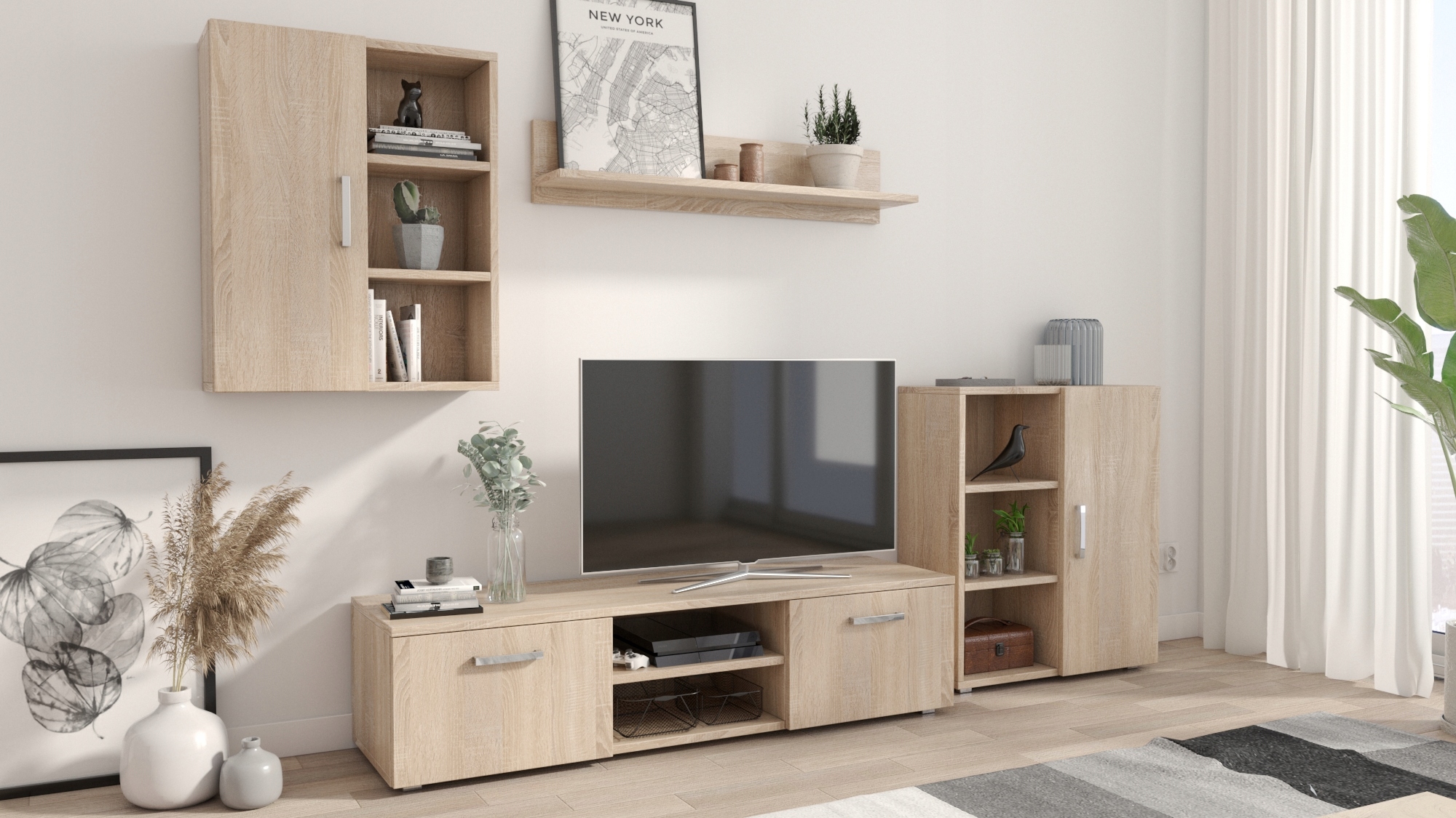 Obývacia Stena Dedal dub sonoma rtv komoda polička Per