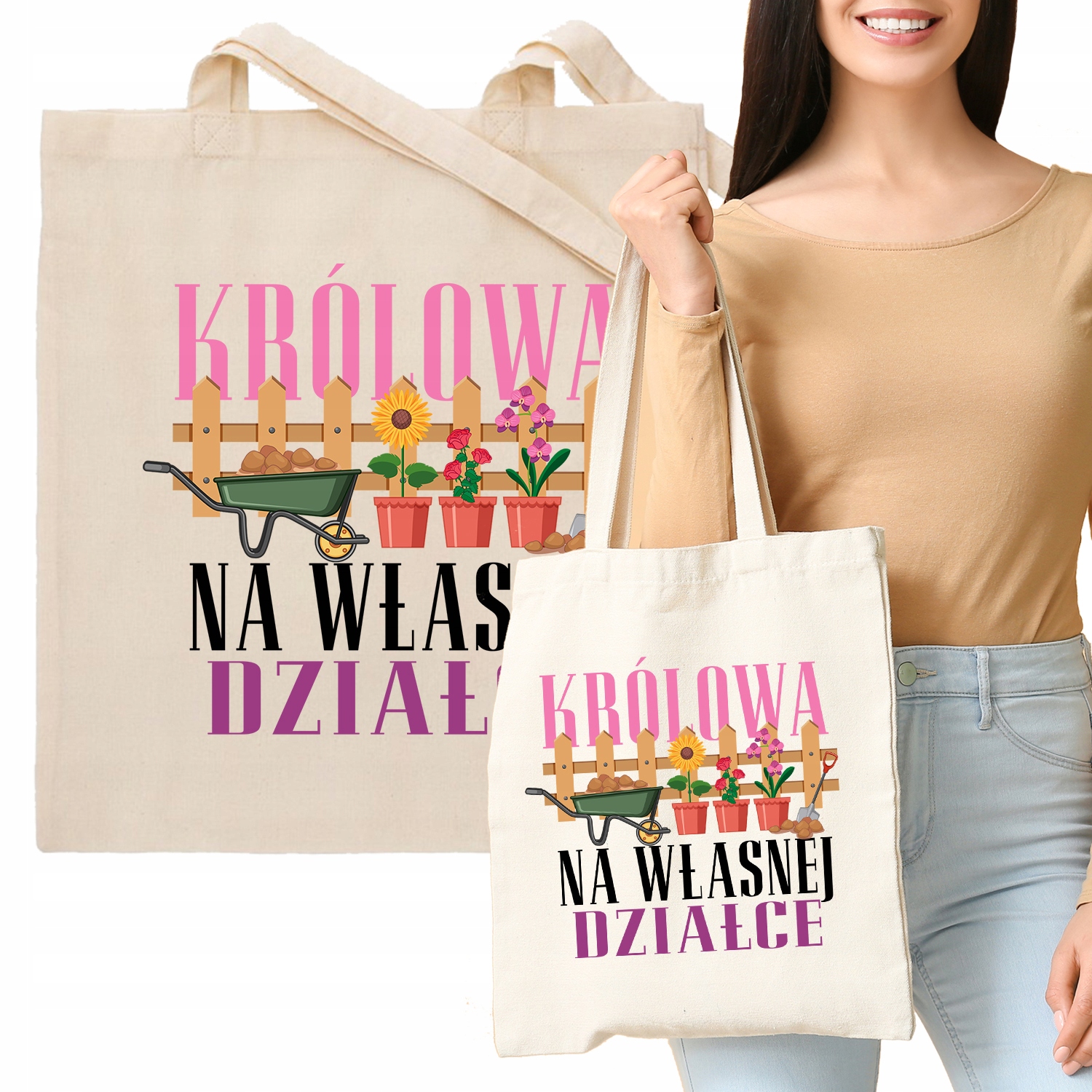 

Torba Eko Beż Zakupy Królowa Na Własnej Działce Wz
